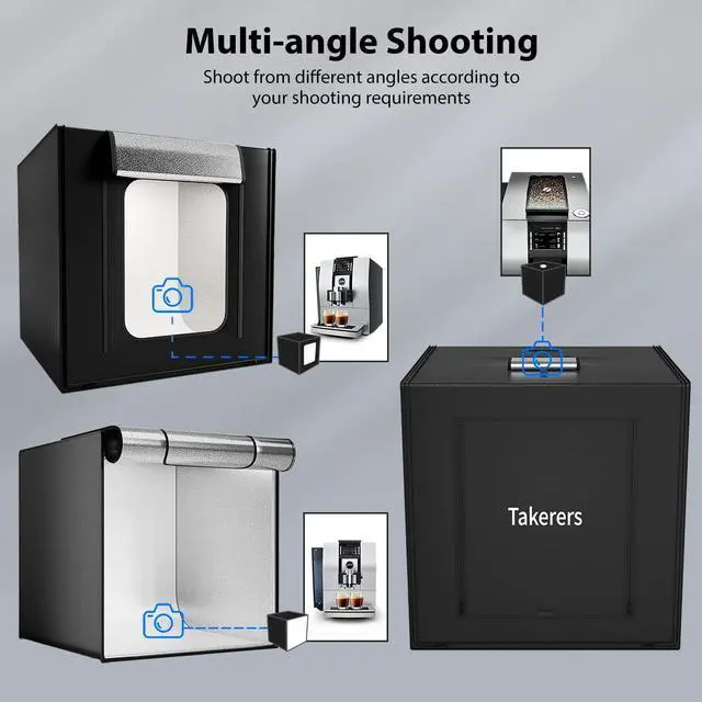 Alt view image 3 of 7 - Photo Studio Light Box,39x39 Inch/100x100cm 210 LED Professional Photo Background Shooting Tent with 3 Stepless Dimming Light Panel, Lightbox with 5 Color Backdrops for Product Photography