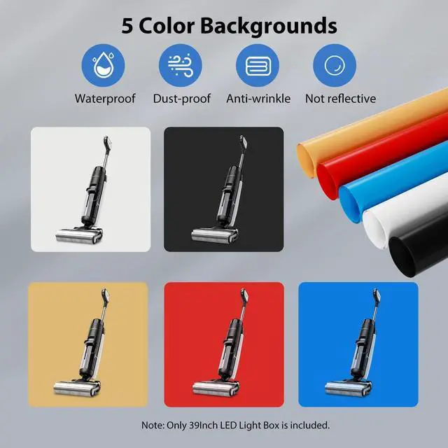 Alt view image 7 of 7 - Photo Studio Light Box,39x39 Inch/100x100cm 210 LED Professional Photo Background Shooting Tent with 3 Stepless Dimming Light Panel, Lightbox with 5 Color Backdrops for Product Photography