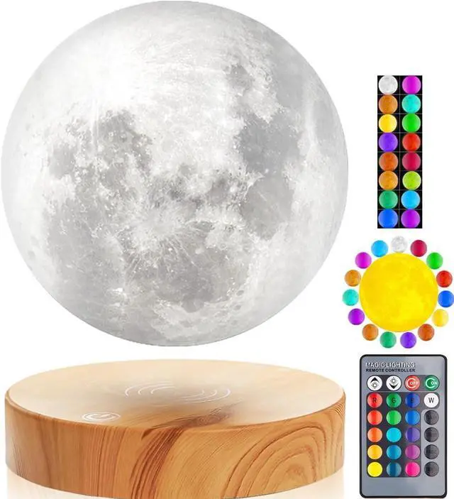 Main image of VGAzer Levitating Moon Lamp,Floating and Spinning in Air Freely with 3D Printing LED Moon Lamp Has 20 Modes for Unique Gifts,Room Decor,Night Light,Office Desk Toys (Wooden Base 16 Colors)