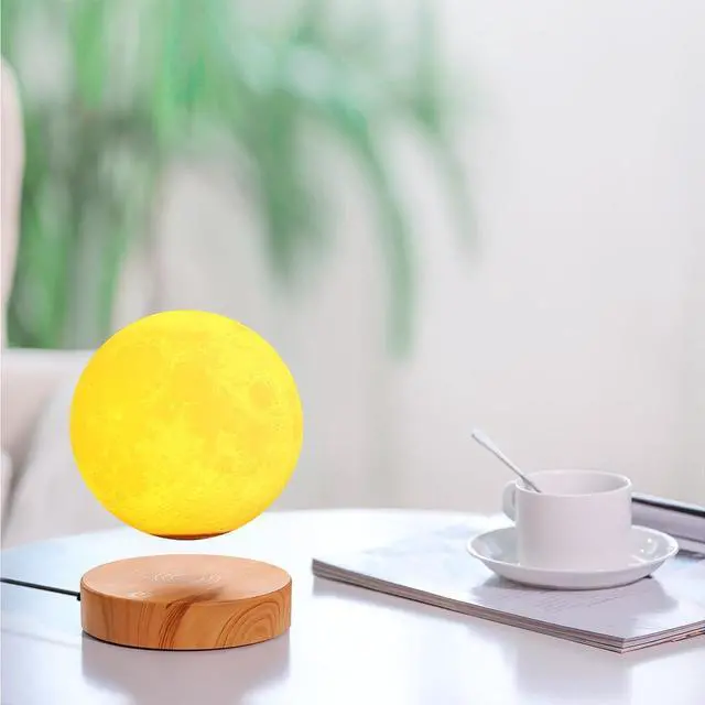 Alt view image 4 of 6 - VGAzer Levitating Moon Lamp,Floating and Spinning in Air Freely with 3D Printing LED Moon Lamp Has 20 Modes for Unique Gifts,Room Decor,Night Light,Office Desk Toys (Wooden Base 16 Colors)