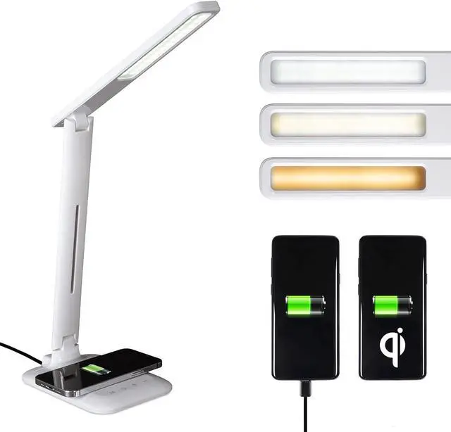 Main image of OttLite Charge Up LED Desk Lamp with Wireless Qi Charging & USB Charging Port, with ClearSun LED Technology - Adjustable Neck, 3 Color Temperature Modes, Reduces Eyestrain - Travel-Friendly Task Lamp