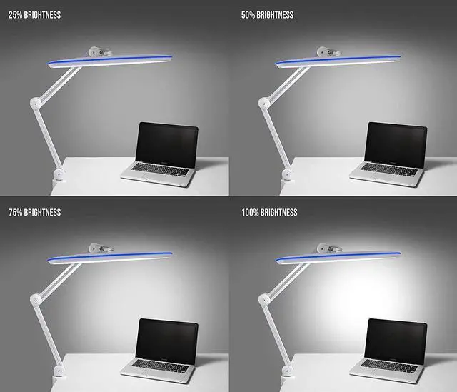 Alt view image 4 of 7 - Neatfi XL 2,200 Lumens LED Desk Lamp with Clamp, 23 Inches 24W Bright Desk Light, Adjustable Arm, Dimmable Lamp for Home, Office, Nail Light for Desk, Eye Caring Study Lamp (Non-CCT with Clamp, White)