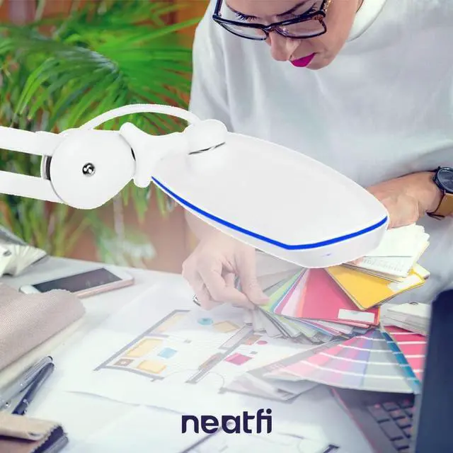 Alt view image 5 of 7 - Neatfi XL 2,200 Lumens LED Desk Lamp with Clamp, 23 Inches 24W Bright Desk Light, Adjustable Arm, Dimmable Lamp for Home, Office, Nail Light for Desk, Eye Caring Study Lamp (Non-CCT with Clamp, White)