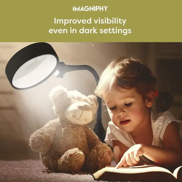 Alt view image 7 of 7 - 8X Desk Magnifying Light - Magnifying Glass for Reading and Crafts with 6 LEDs (No Glare, No Flickering) - Magnifying Lamp with Light and Stand, 2 Brightness Settings - Ideal for Seniors
