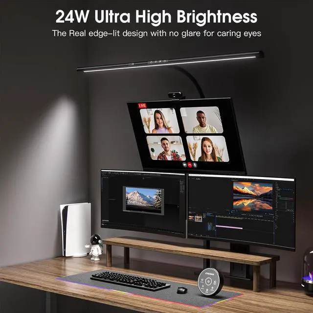 Alt view image 2 of 7 - Desk Lamp with Clamp, 31.5" LED Desk Lamp for Home Office, 24W Gesture Sensing Control Desk Light, Dimmable & Color Temperature, Eye-Caring Office Lamp, Brightest Architect Lamp for Screen