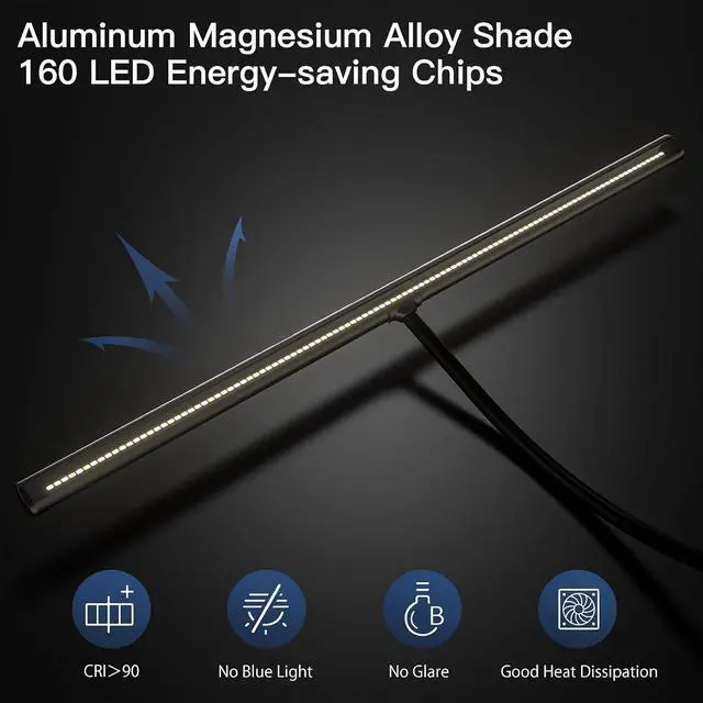 Alt view image 5 of 7 - Desk Lamp with Clamp, 31.5" LED Desk Lamp for Home Office, 24W Gesture Sensing Control Desk Light, Dimmable & Color Temperature, Eye-Caring Office Lamp, Brightest Architect Lamp for Screen