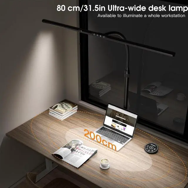 Alt view image 7 of 7 - Desk Lamp with Clamp, 31.5" LED Desk Lamp for Home Office, 24W Gesture Sensing Control Desk Light, Dimmable & Color Temperature, Eye-Caring Office Lamp, Brightest Architect Lamp for Screen