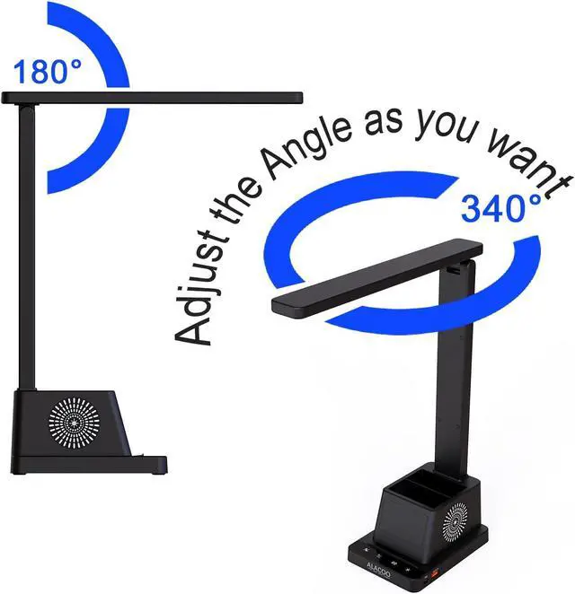 Alt view image 2 of 7 - Small Desk Lamp for Home Office Bedroom, LED Desk Light with USB Charging Ports, Touch Table Lamps with Four Brightness Levels and 3-Way Dimmber Mode for Study, Kids Teens, Pen/Phone Holder, RGB Light