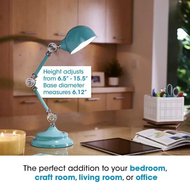 Alt view image 6 of 7 - OttLite Revive LED Desk Lamp with ClearSun LED Technology, Turquoise  3 Brightness Settings, Touch Activated Controls, USB Charging Port & 3 Adjustable Knobs for Precise Lighting - Great for Reading