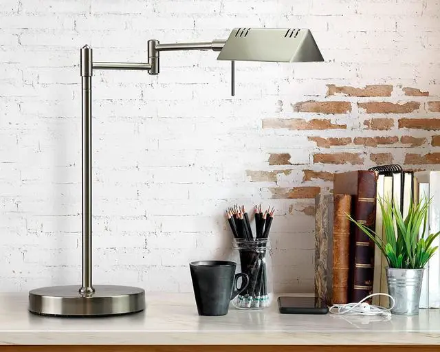 Alt view image 6 of 7 - O'Bright LED Pharmacy Table Lamp, Full Range Dimming, 12W LED, 360 Degree Swing Arms, Desk, Reading, Craft, Work Lamp, ETL Tested, Brushed Nickel