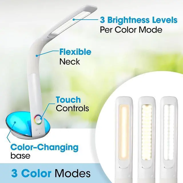 Alt view image 2 of 7 - OttLite LED Desk Lamp with Color Changing Base