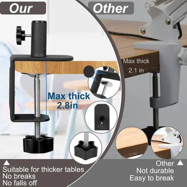 Alt view image 6 of 7 - VEEMAGNI 5 Inch Large Magnifying Glass with Light and Stand, 5 Color Modes Stepless Dimmable, Long Swivel Arm LED Clamp Desk Lamp, Hands Free 8X Lighted Magnifier for Close Work Craft Hobby Soldering