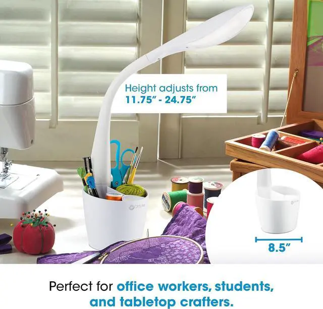 Alt view image 5 of 6 - OttLite LED Desk Lamp Space Organizer with Flexible Neck Height - 4 Brightness Settings with Touch Activated Controls, Energy-Efficient Natural Daylight LEDs for Home Office, Desk, & Dorms