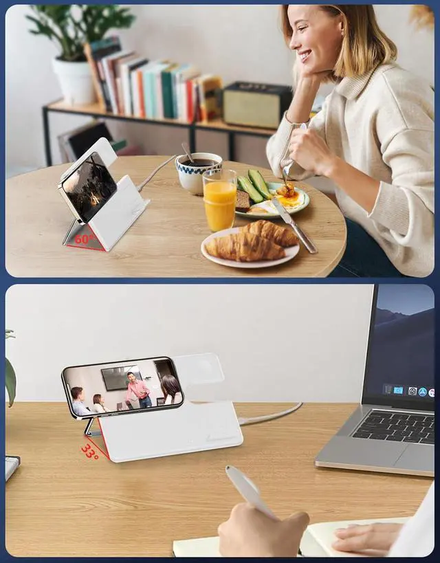 Alt view image 5 of 6 - Wireless Charger Station for Apple: MGG 3 in 1 Magnetic Charging Stand Foldable for iPhone 15 14 13 12 Pro Max Plus - Apple Watch 9 8 7 6 5 4 SE - AirPods Pro 2/3