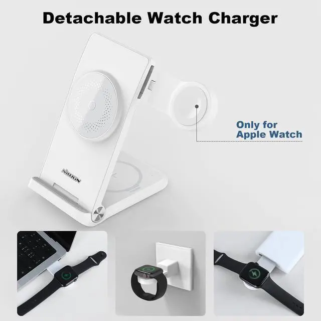 Alt view image 6 of 6 - Nillkin 3 in 1 Charging Station for Apple Devices, Foldable&Portable Magsafe Charger Stand for iPhone 15/14/13/12 Pro Max/Pro, Only for Apple Watch Ultra/8/7/SE/6/5/4/3/2, for AirPods