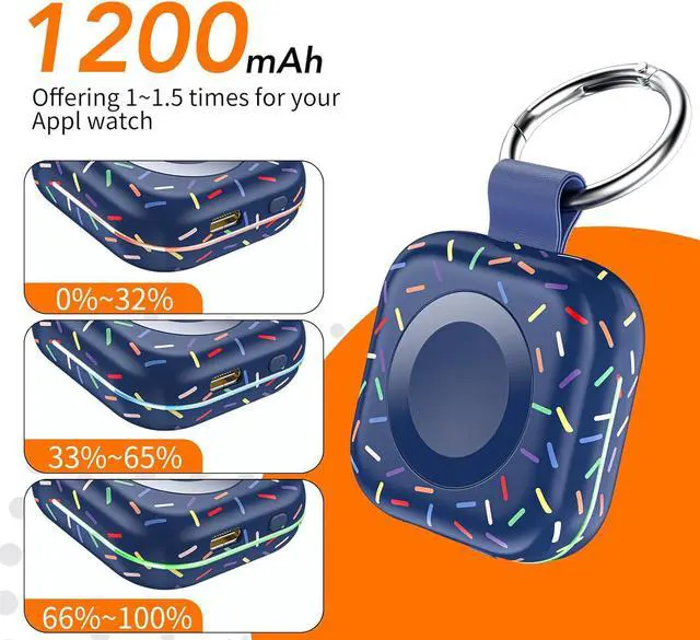 Alt view image 2 of 7 - Portable Charger for Apple Watch 10 ,Wireless Magnetic Mini iWatch Charger 1200mAh Power Bank Travel Keychain Accessories Smart Watch Charger for Apple Watch 10/9/8/7/6/SE/5/4/3/2/1/UItra/UItra 2