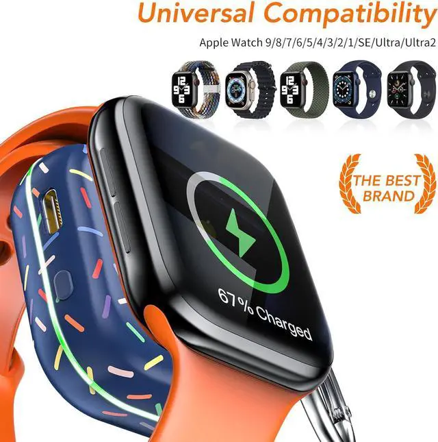 Alt view image 3 of 7 - Portable Charger for Apple Watch 10 ,Wireless Magnetic Mini iWatch Charger 1200mAh Power Bank Travel Keychain Accessories Smart Watch Charger for Apple Watch 10/9/8/7/6/SE/5/4/3/2/1/UItra/UItra 2