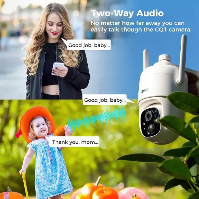 Alt view image 2 of 7 - 2CQ1 AI 2K Solar Security Camera Wireless Outdoor, Battery Powered,Two Way Audio,Motion Detection, 360° View,Easy to Setup,Color Night Vision,Audible Flashlight Siren,180 Days Exchange Policy