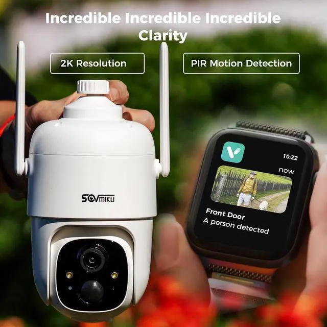 Alt view image 4 of 7 - 2CQ1 AI 2K Solar Security Camera Wireless Outdoor, Battery Powered,Two Way Audio,Motion Detection, 360° View,Easy to Setup,Color Night Vision,Audible Flashlight Siren,180 Days Exchange Policy