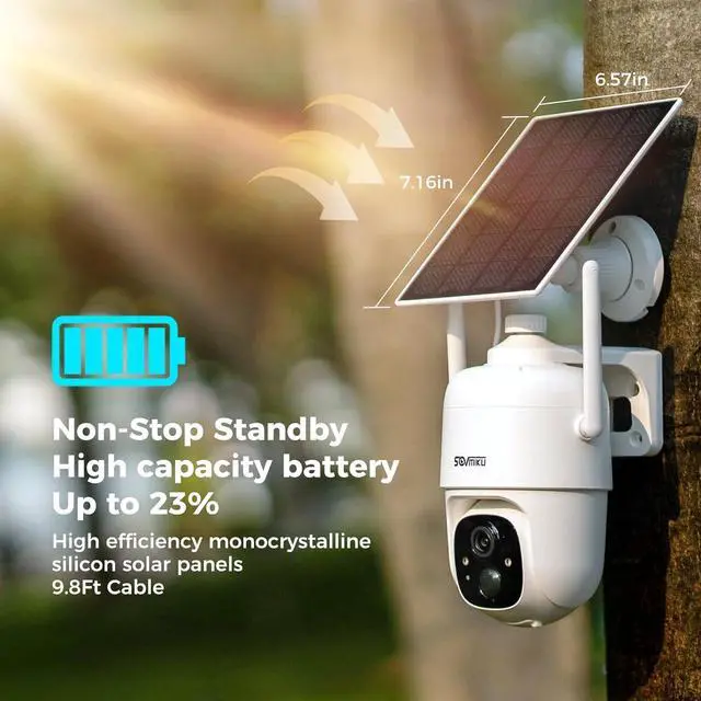 Alt view image 6 of 7 - 2CQ1 AI 2K Solar Security Camera Wireless Outdoor, Battery Powered,Two Way Audio,Motion Detection, 360° View,Easy to Setup,Color Night Vision,Audible Flashlight Siren,180 Days Exchange Policy