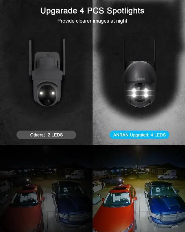 Alt view image 2 of 7 - ANRAN Security Camera Wireless Outdoor with 360° View, 2K Solar Outdoor Camera with Smart Siren, Spotlights, Color Night Vision, PIR Human Detection, Pan Tilt Control, 2-Way Talk, IP65, Q1 Grey