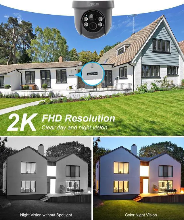 Alt view image 5 of 7 - ANRAN Security Camera Wireless Outdoor with 360° View, 2K Solar Outdoor Camera with Smart Siren, Spotlights, Color Night Vision, PIR Human Detection, Pan Tilt Control, 2-Way Talk, IP65, Q1 Grey