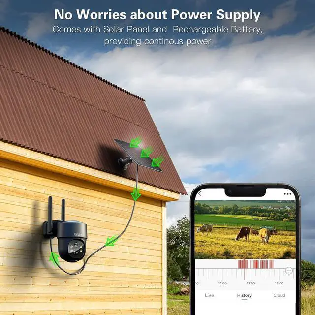 Alt view image 3 of 7 - Xega 4G LTE Cellular Security Camera Solar with SIM Card2 Pack Wireless Outdoor No WiFi Security Camera,2K HD PTZ Night Vision Motion Detection 2 Way Talk TF&Cloud Storage IP66, Built-in SIM Card