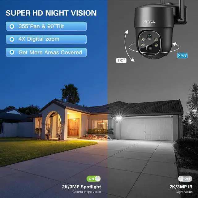Alt view image 5 of 7 - Xega 4G LTE Cellular Security Camera Solar with SIM Card2 Pack Wireless Outdoor No WiFi Security Camera,2K HD PTZ Night Vision Motion Detection 2 Way Talk TF&Cloud Storage IP66, Built-in SIM Card