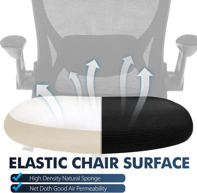 Alt view image 4 of 6 - Primy Ergonomic Office Chair, Breathable Mesh Desk Chair, Lumbar Support Computer Chair with Wheels and Flip-up Arms, Swivel Task Chair, Adjustable Height Home Gaming Chair