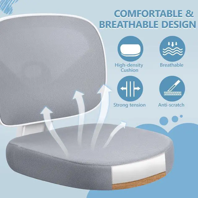 Alt view image 3 of 7 - Primy Kids 16.7'' Adjustable Height Chair and Ottoman, for 4-12, Growing Teen Office Chair for Home/School/Office Gray