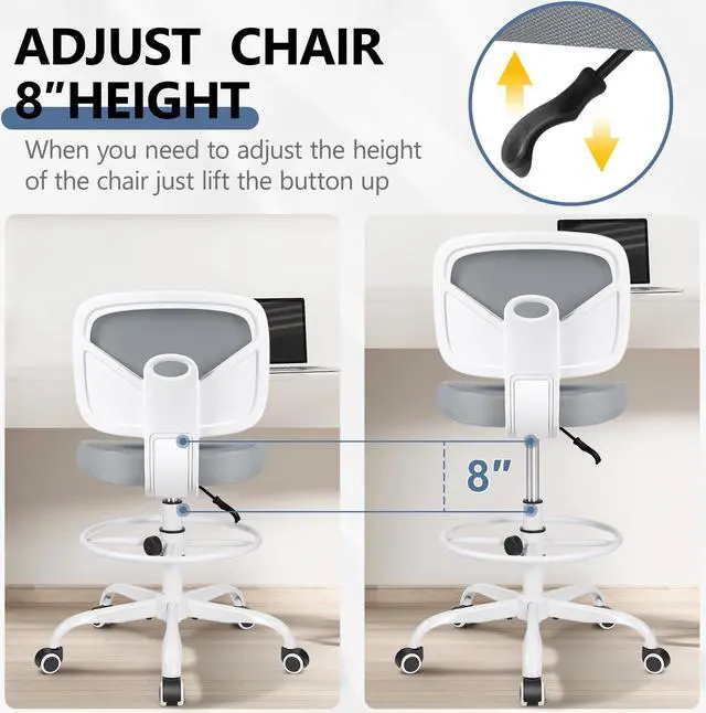 Alt view image 2 of 5 - Primy Mesh Drafting Chair Gray