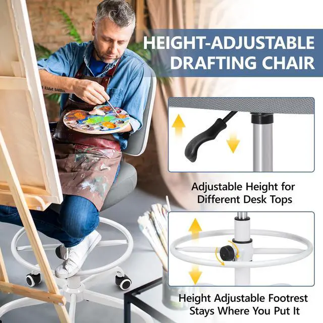 Alt view image 4 of 5 - Primy Mesh Drafting Chair Gray