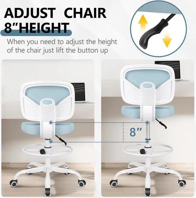 Alt view image 5 of 6 - Primy Mesh Drafting Chair Light Blue