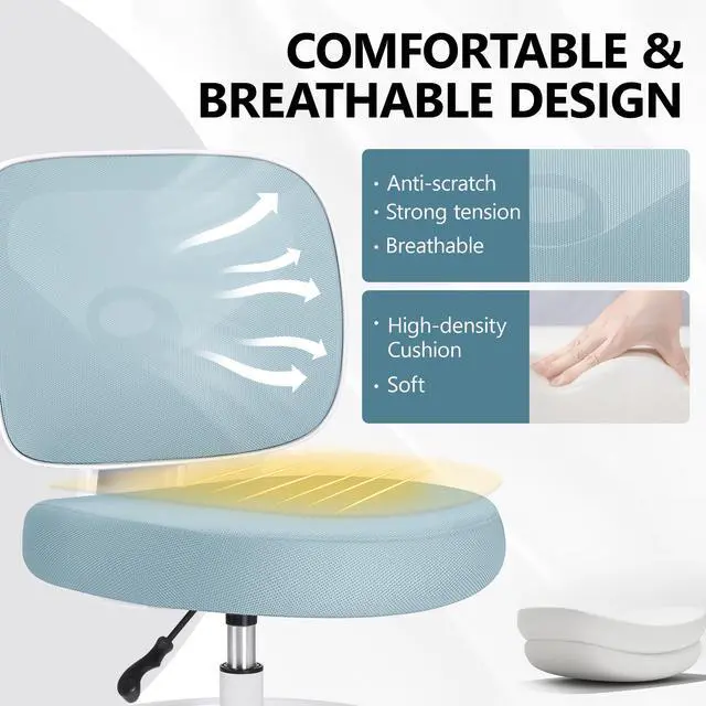 Alt view image 3 of 6 - Primy Mesh Drafting Chair Light Blue