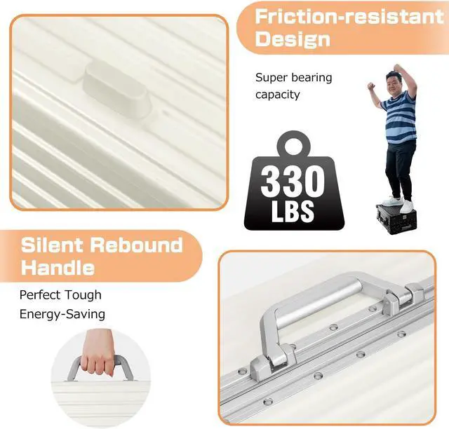 Alt view image 6 of 7 - Luggage Aluminum Frame PC ABS Hard Shell, Wheeled Suitcase with TSA Lock, No-Zipper Design, 24" White