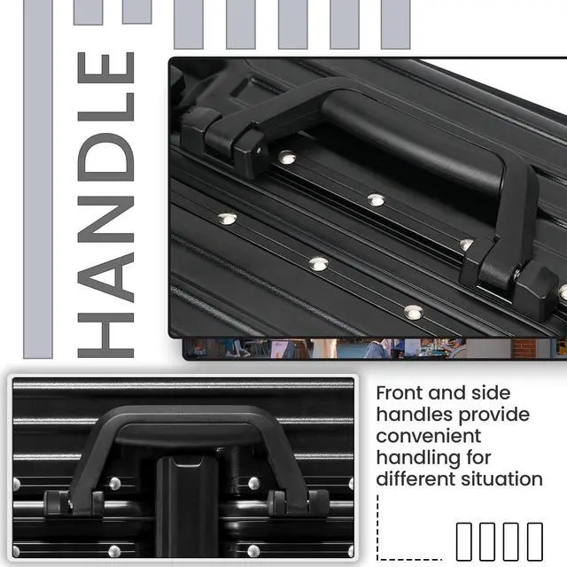 Alt view image 5 of 7 - Luggage, Aluminum Frame PC ABS Hard Shell, Wheeled Suitcase with TSA Lock, No-Zipper Design, 28 Black