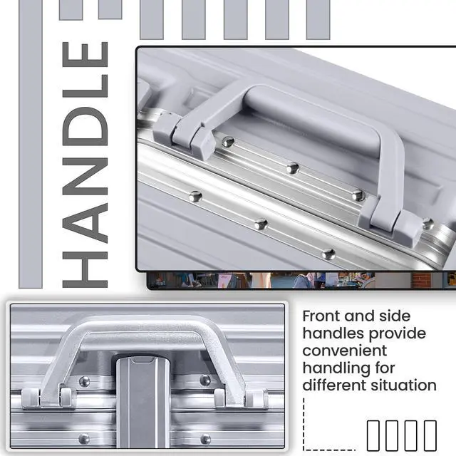 Alt view image 2 of 7 - Luggage, Aluminum Frame PC ABS Hard Shell, Wheeled Suitcase with TSA Lock, No-Zipper Design, 28 Silver