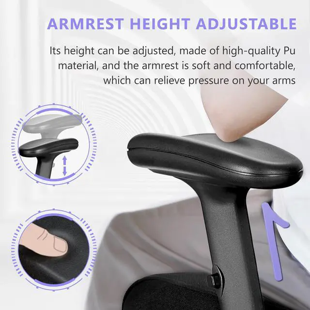 Alt view image 2 of 7 - Primy High Back Gaming Chair, Office Chair Ergonomic Desk Chair, Computer Chair Big and Tall Reclining Comfy Home Office Chair Lumbar Support Breathable Mesh Adjustable Armrests