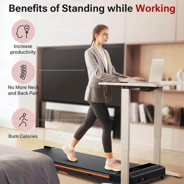 Alt view image 4 of 7 - Primy 2-in-1 Walking Pad Treadmill for Home and Office, Under Desk Portable Treadmill with Smart Remote Control, Compact Design, 265LB Capacity for Walking and Jogging
