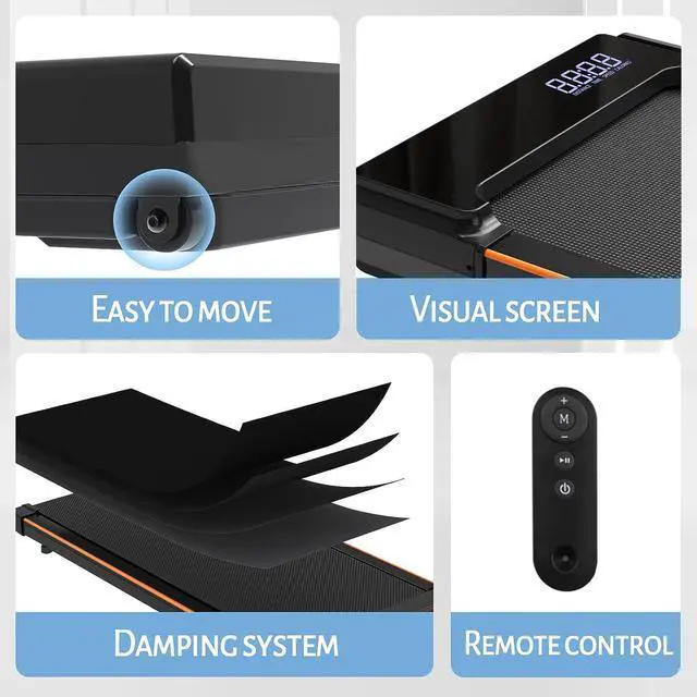 Alt view image 7 of 7 - Primy Incline Walking Pad, Portable Treadmill for Home, 2-in-1 Walking Pad with Incline and Remote Control, 265LB Capacity, 2.5HP Compact Treadmill with LED Display for Walking and Running Orange