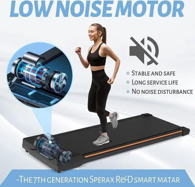Alt view image 5 of 7 - Primy Incline Walking Pad, Portable Treadmill for Home, 2-in-1 Walking Pad with Incline and Remote Control, 265LB Capacity, 2.5HP Compact Treadmill with LED Display for Walking and Running Orange