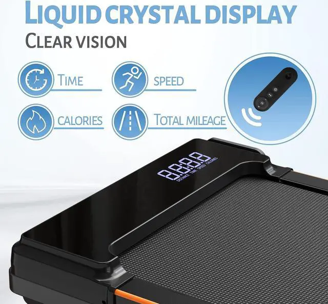 Alt view image 2 of 7 - Primy Incline Walking Pad, Portable Treadmill for Home, 2-in-1 Walking Pad with Incline and Remote Control, 265LB Capacity, 2.5HP Compact Treadmill with LED Display for Walking and Running Orange