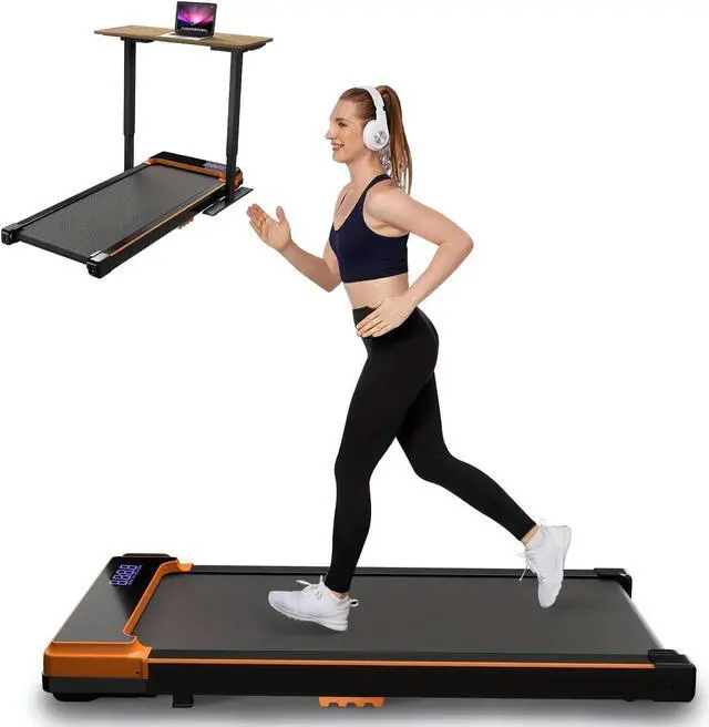 Main image of Primy Incline Walking Pad, Portable Treadmill for Home, 2-in-1 Walking Pad with Incline and Remote Control, 265LB Capacity, 2.5HP Compact Treadmill with LED Display for Walking and Running Orange