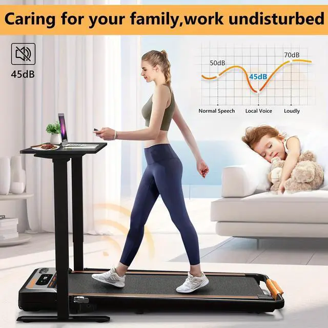 Alt view image 4 of 7 - Primy 2-in-1 Under Desk Treadmill, Walking Pad for Walking and Jogging, Portable Treadmill with Remote Control Lanyard for Home/Office, 2.5HP Low-Noise Treadmill with LED Display
