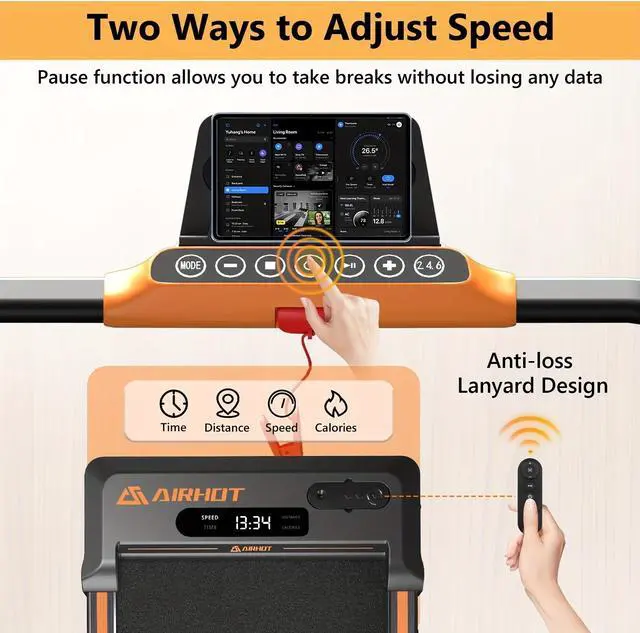 Alt view image 3 of 7 - Primy 2-in-1 Under Desk Treadmill, Walking Pad for Walking and Jogging, Portable Treadmill with Remote Control Lanyard for Home/Office, 2.5HP Low-Noise Treadmill with LED Display