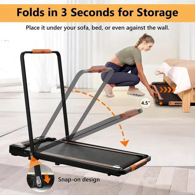 Alt view image 5 of 7 - Primy 2-in-1 Under Desk Treadmill, Walking Pad for Walking and Jogging, Portable Treadmill with Remote Control Lanyard for Home/Office, 2.5HP Low-Noise Treadmill with LED Display