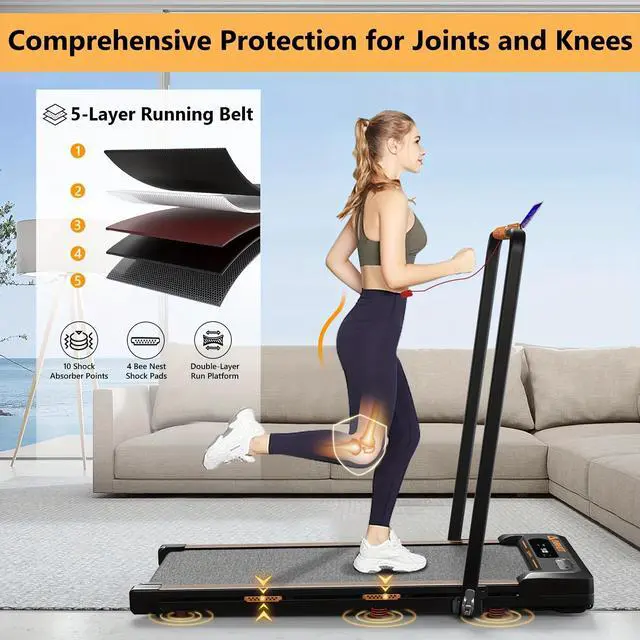 Alt view image 2 of 7 - Primy 2-in-1 Under Desk Treadmill, Walking Pad for Walking and Jogging, Portable Treadmill with Remote Control Lanyard for Home/Office, 2.5HP Low-Noise Treadmill with LED Display