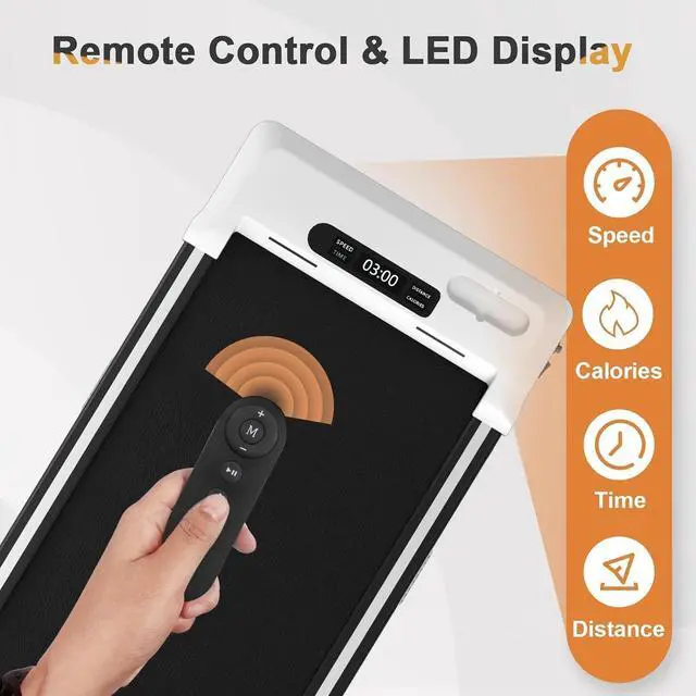Alt view image 6 of 7 - Primy Under Desk Treadmill, Walking Pad 2 in 1 for Walking and Jogging, Portable Walking Treadmill with Remote Control Lanyard for Home/Office, 2.5HP Low-Noise Desk Treadmill in LED Display White