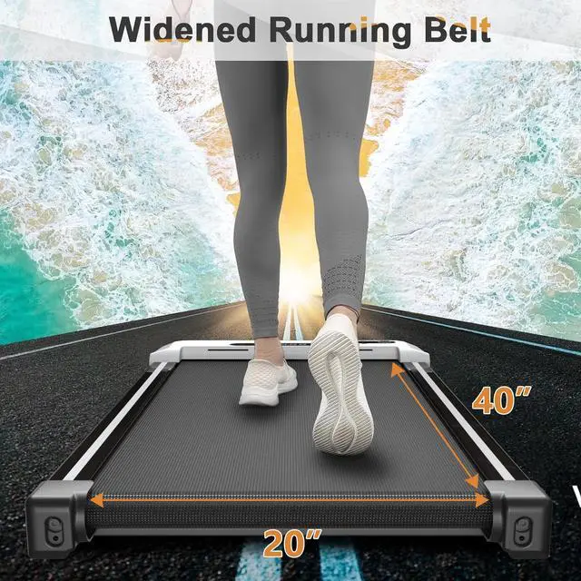 Alt view image 5 of 7 - Primy Under Desk Treadmill, Walking Pad 2 in 1 for Walking and Jogging, Portable Walking Treadmill with Remote Control Lanyard for Home/Office, 2.5HP Low-Noise Desk Treadmill in LED Display White
