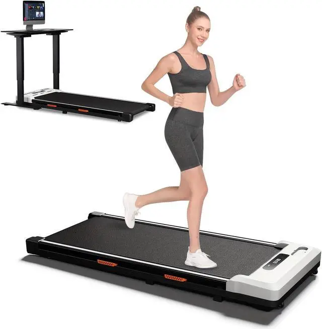 Main image of Primy Under Desk Treadmill, Walking Pad 2 in 1 for Walking and Jogging, Portable Walking Treadmill with Remote Control Lanyard for Home/Office, 2.5HP Low-Noise Desk Treadmill in LED Display White